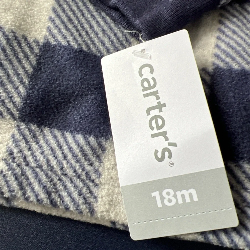 Carter's Baby Boys' 2-Piece Heather Plaid Fleece Pullover Top‎ & Pants Set 18M - Picture 5 of 9
